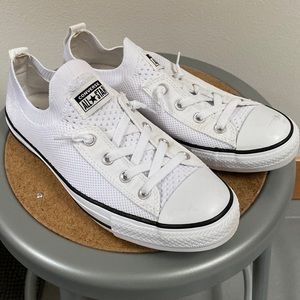 White low top perforated converse women’s 10